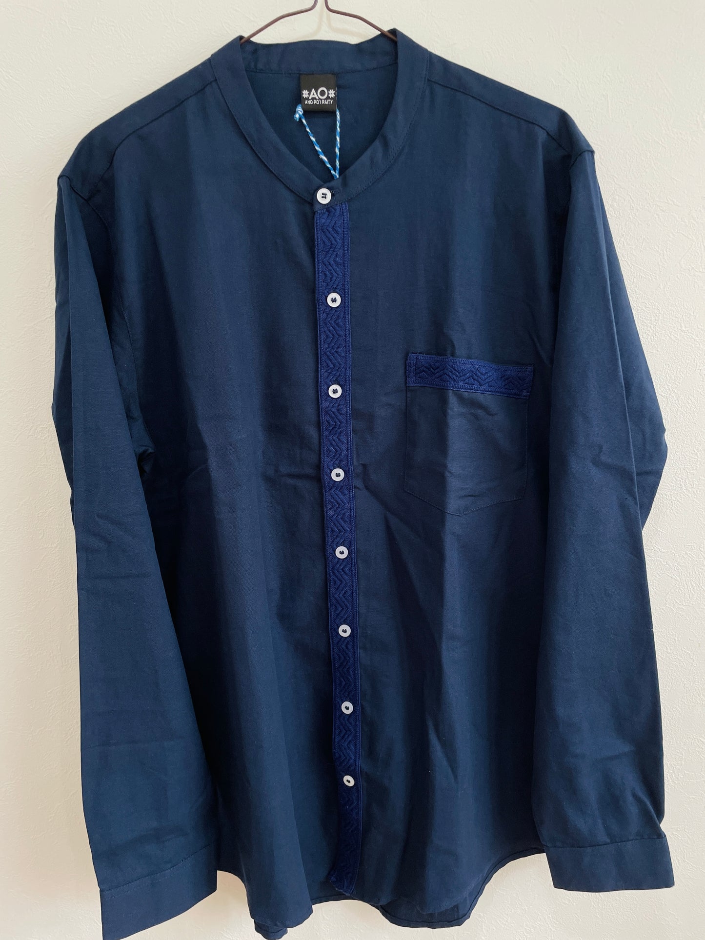 Camisa de hombre sin cuello | アオポイのノンカラーメンズシャツ